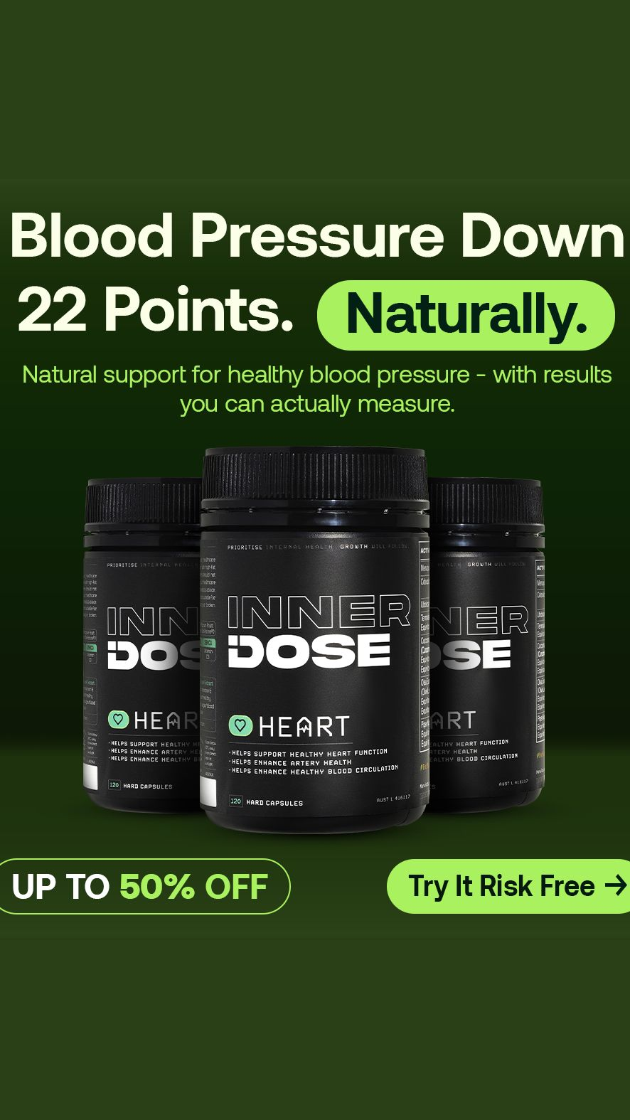 Inner Dose Facebook ad: Improve BP & Cholesterol Naturally