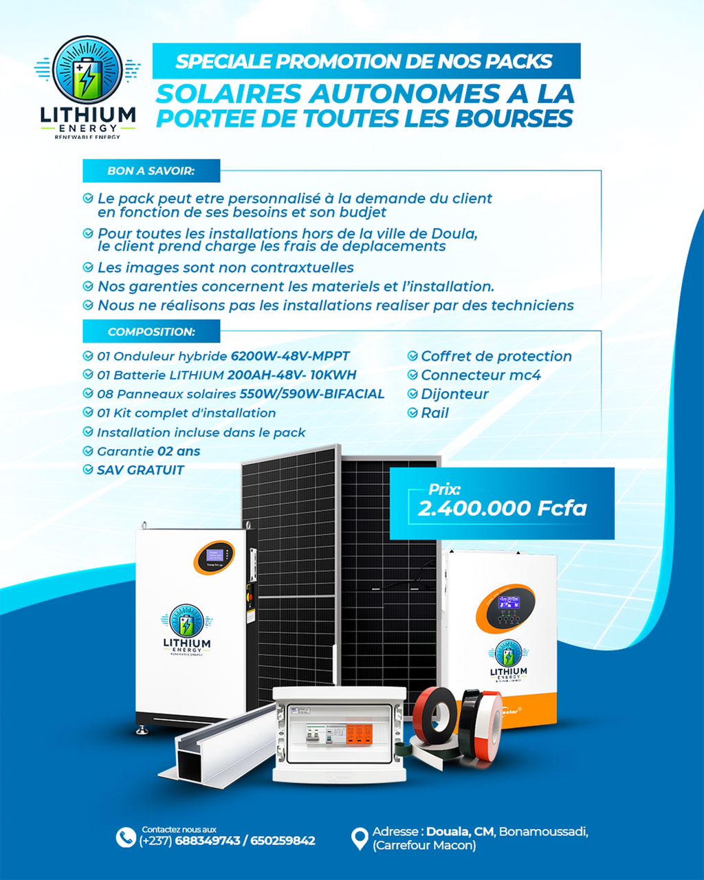 Lithium Energy Facebook ad: ENERGIE SOLAIRE HYBRIDE. 688349743