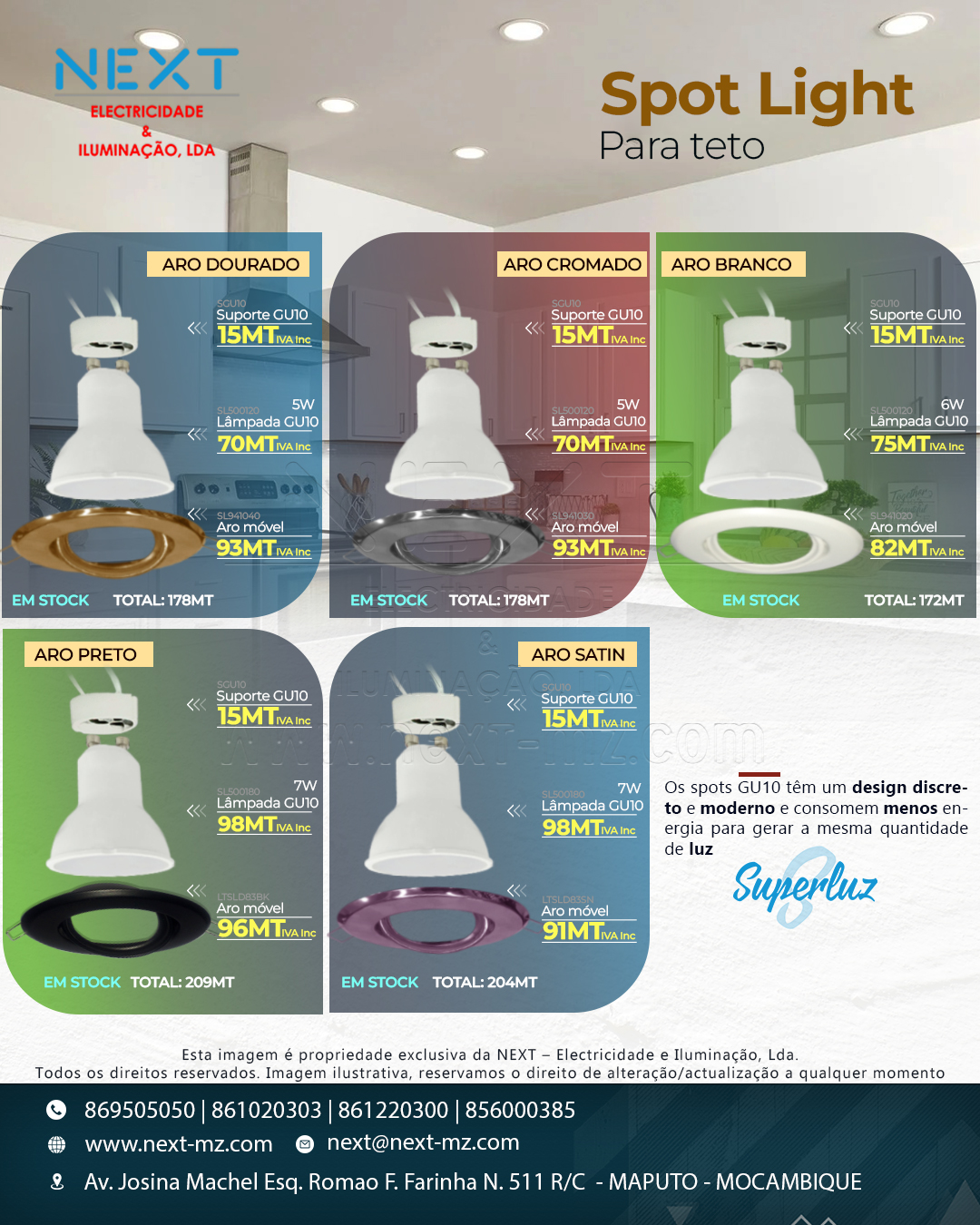 Next-Electricidade E iluminacao lda Facebook ad: Aros de tecto Superluz simples, downlight salientes…