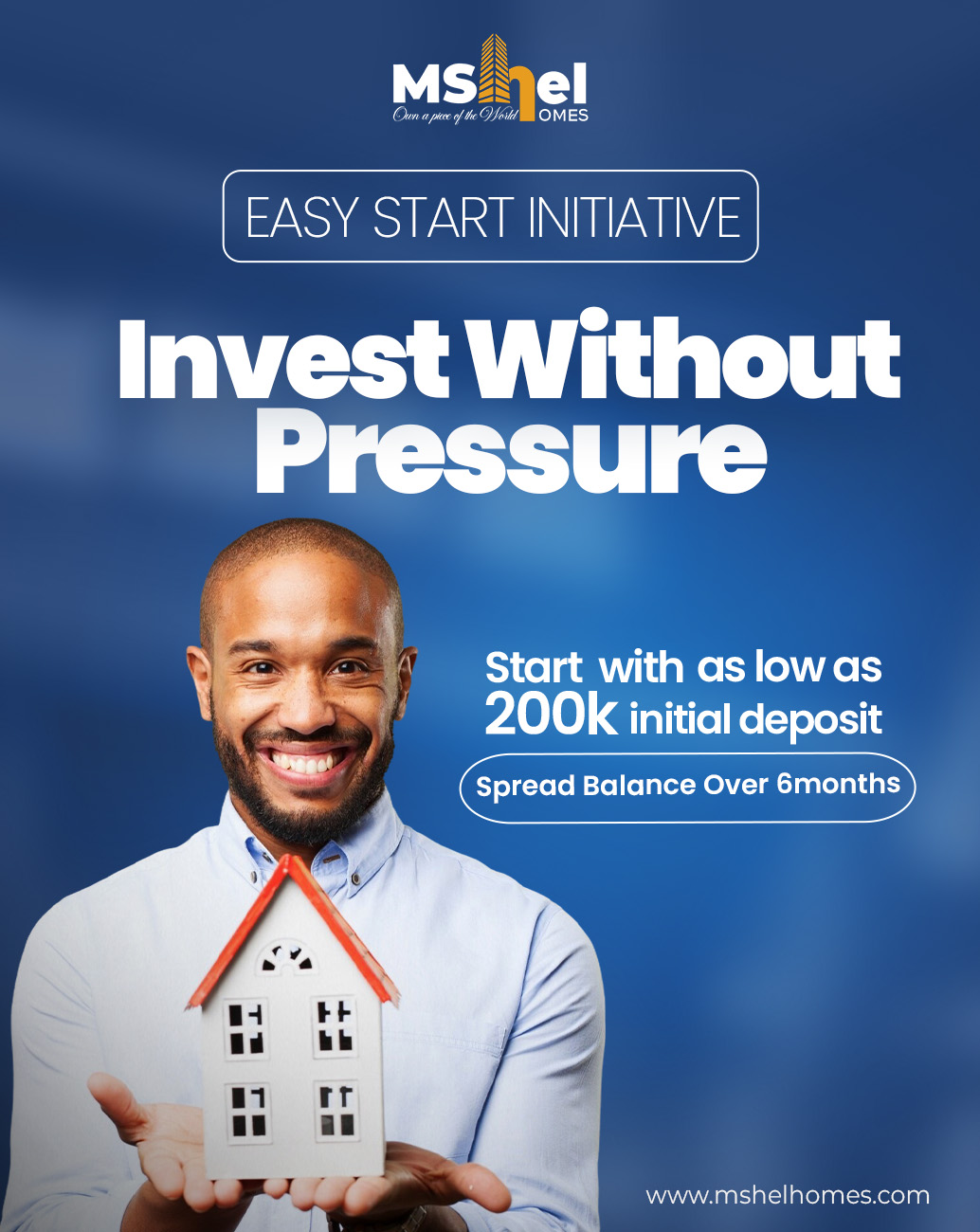 Mshel Homes LTD. Facebook ad: Invest Without Pressure.