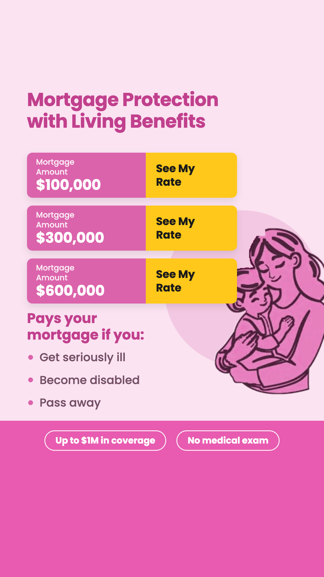 Home Life Services Facebook ad: Mortgage Protection with Living Benefits