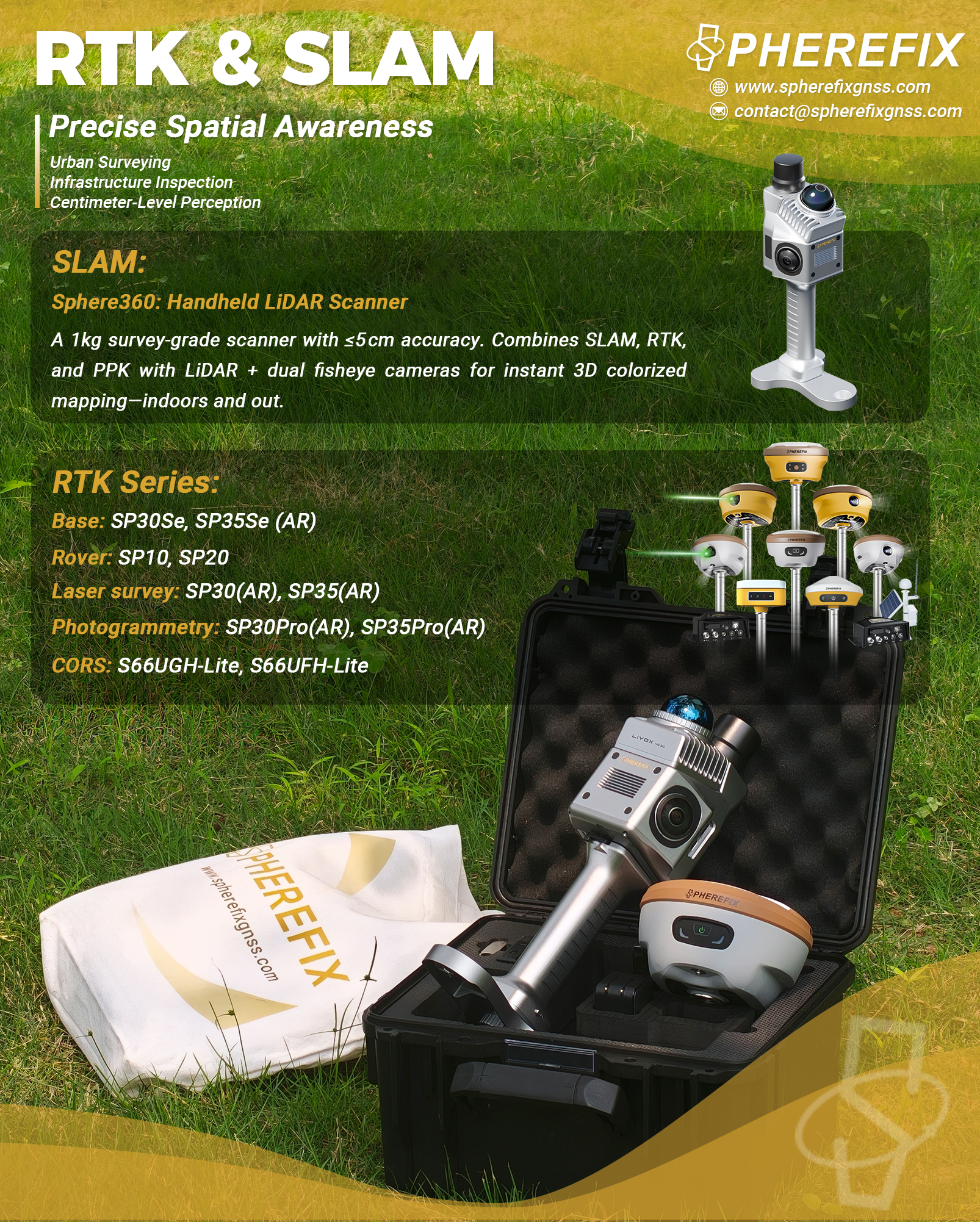 Spherefix Facebook ad: Spherefix advanced RTK GNSS and SLAM & LiDAR solutions