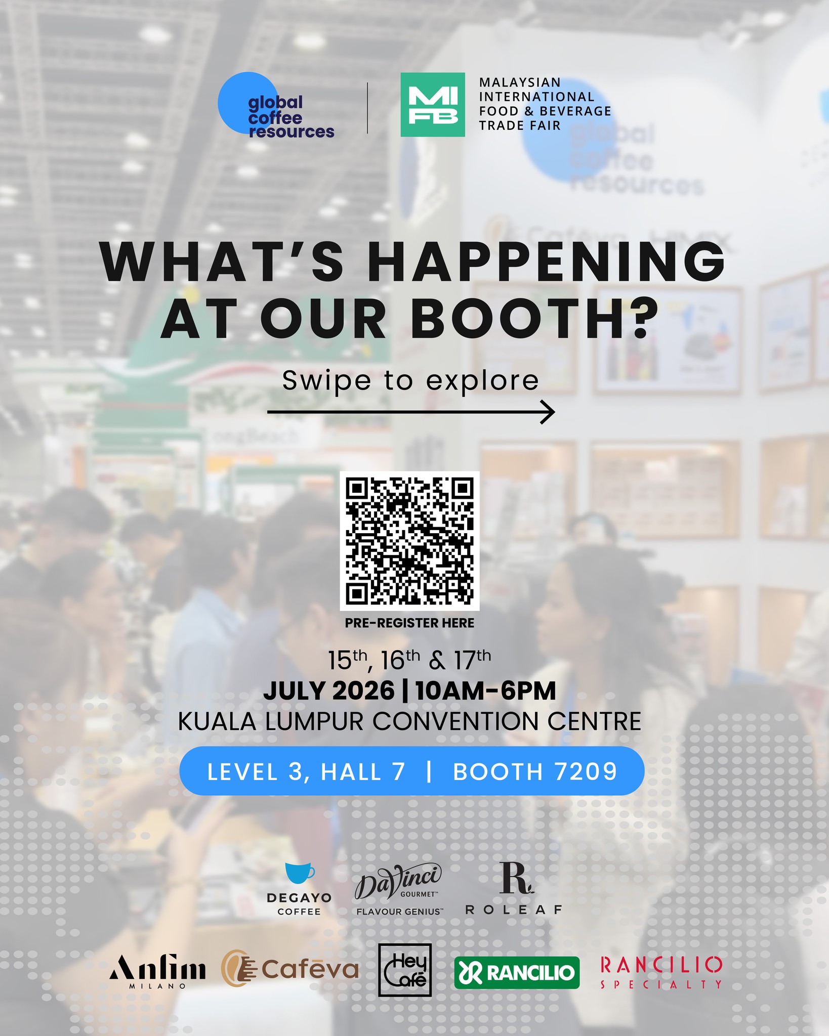 Global Coffee Resources Facebook ad: Something exciting is happening at our booth…​