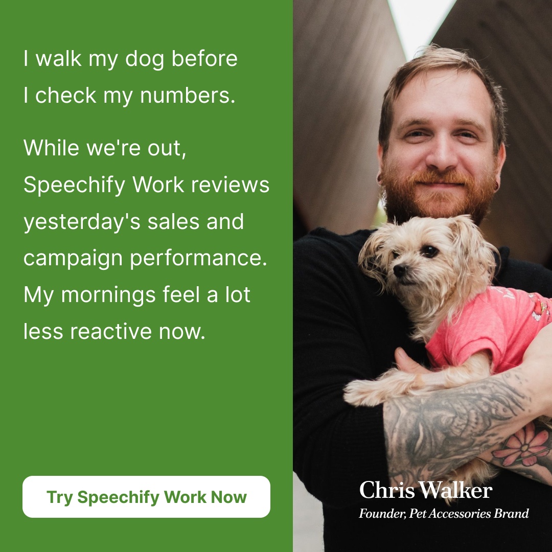 Speechify Work Facebook ad