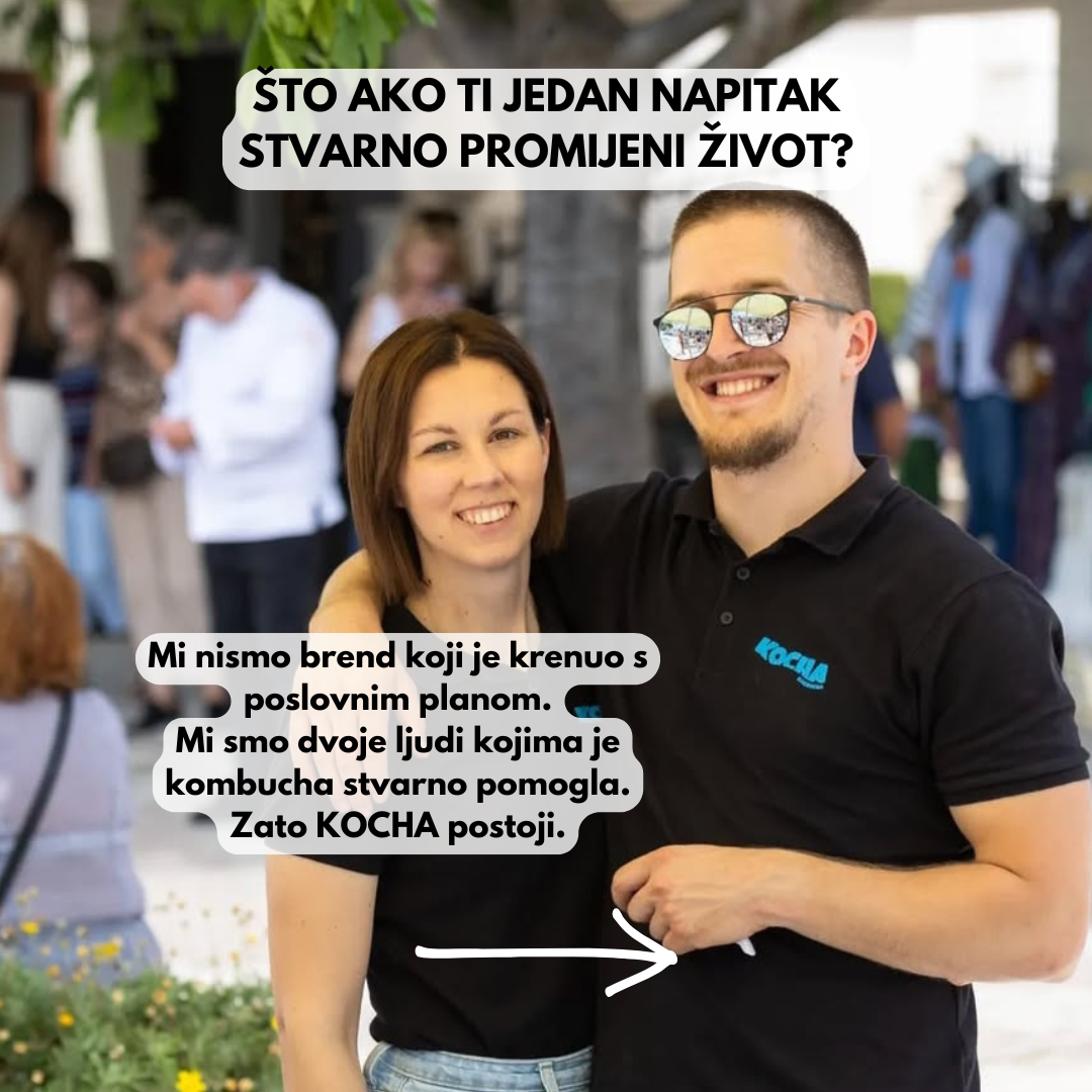 Kocha Kombucha Facebook ad: Prirodno fermentirana, bez kompromisa.