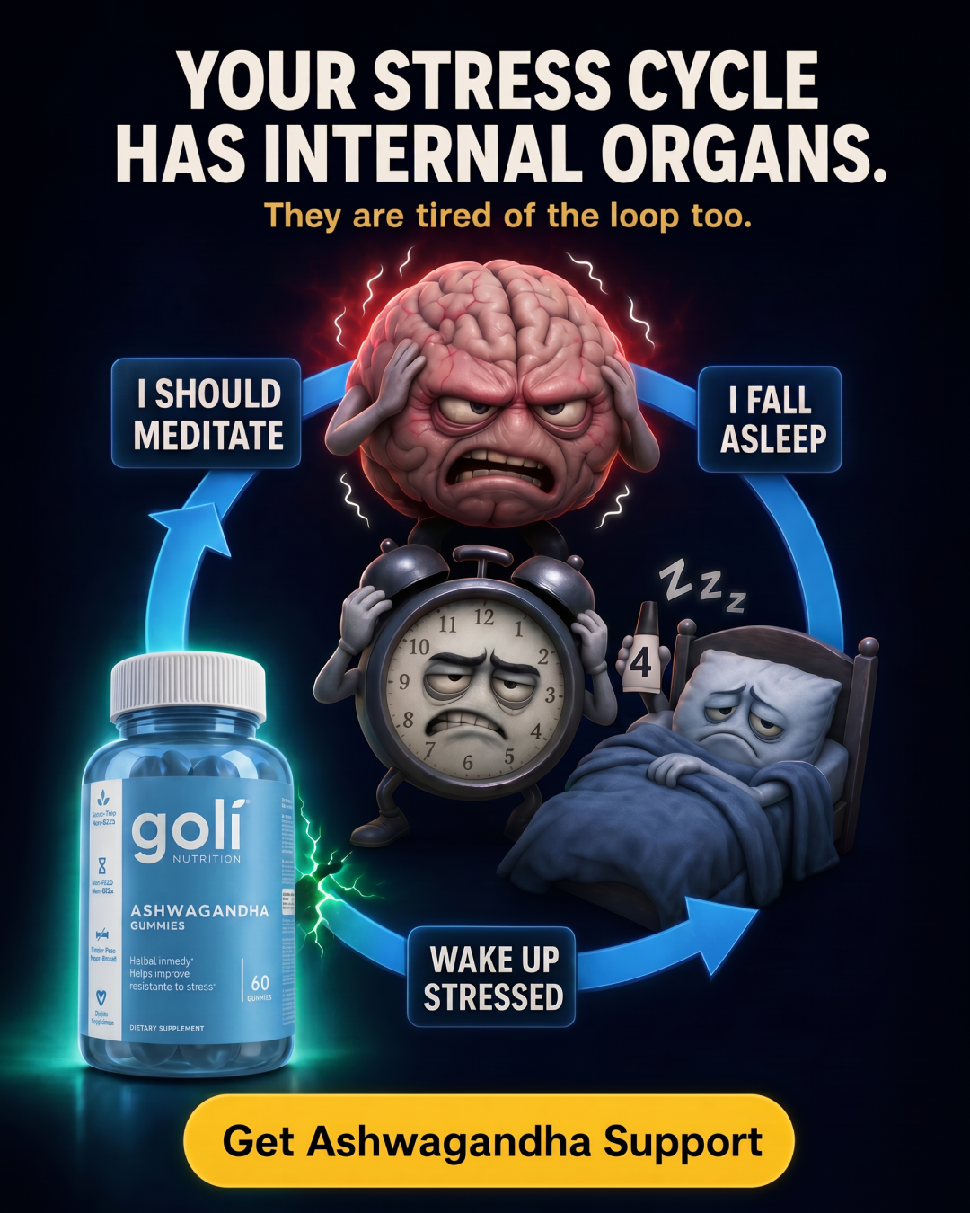 Goli Facebook ad: Meditated. Still Stressed.