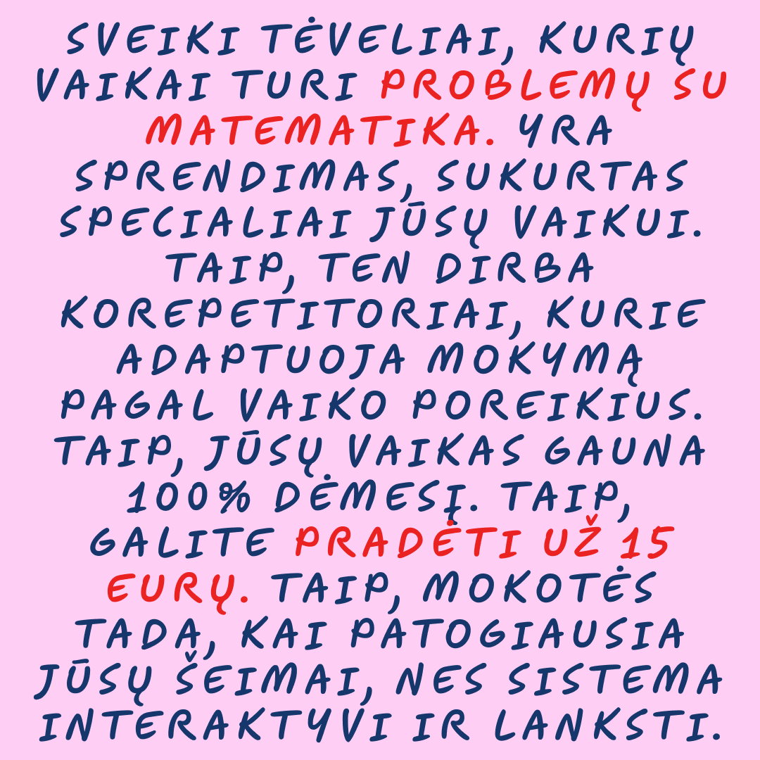 Matematikos Korepetitorė Justina Facebook ad