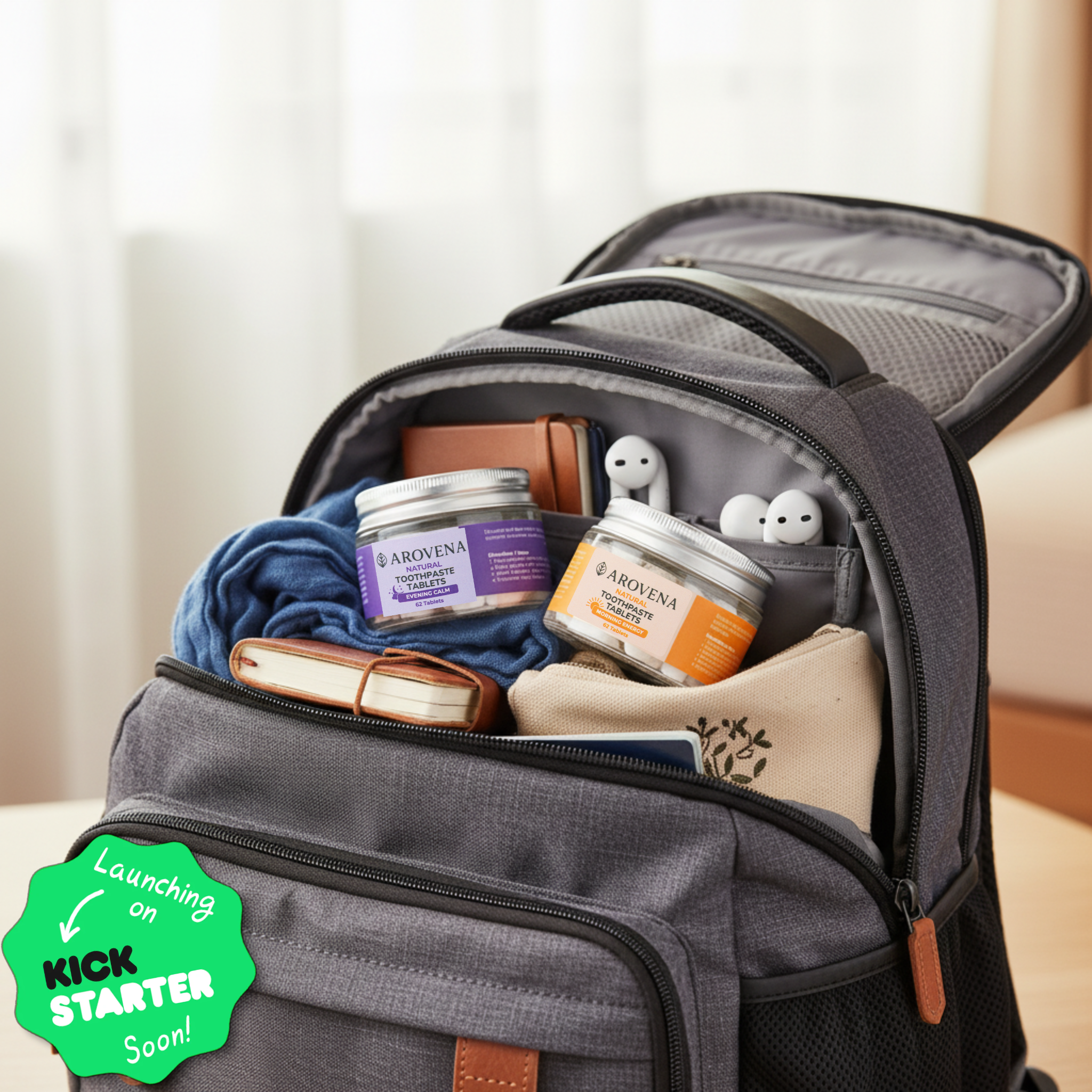 Arovena Facebook ad: Travel better with Arovena Toothpaste tablets