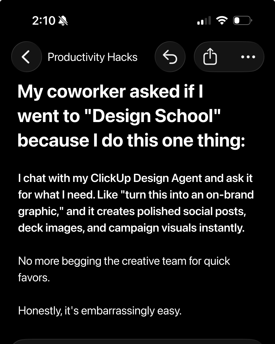 ClickUp Facebook ad