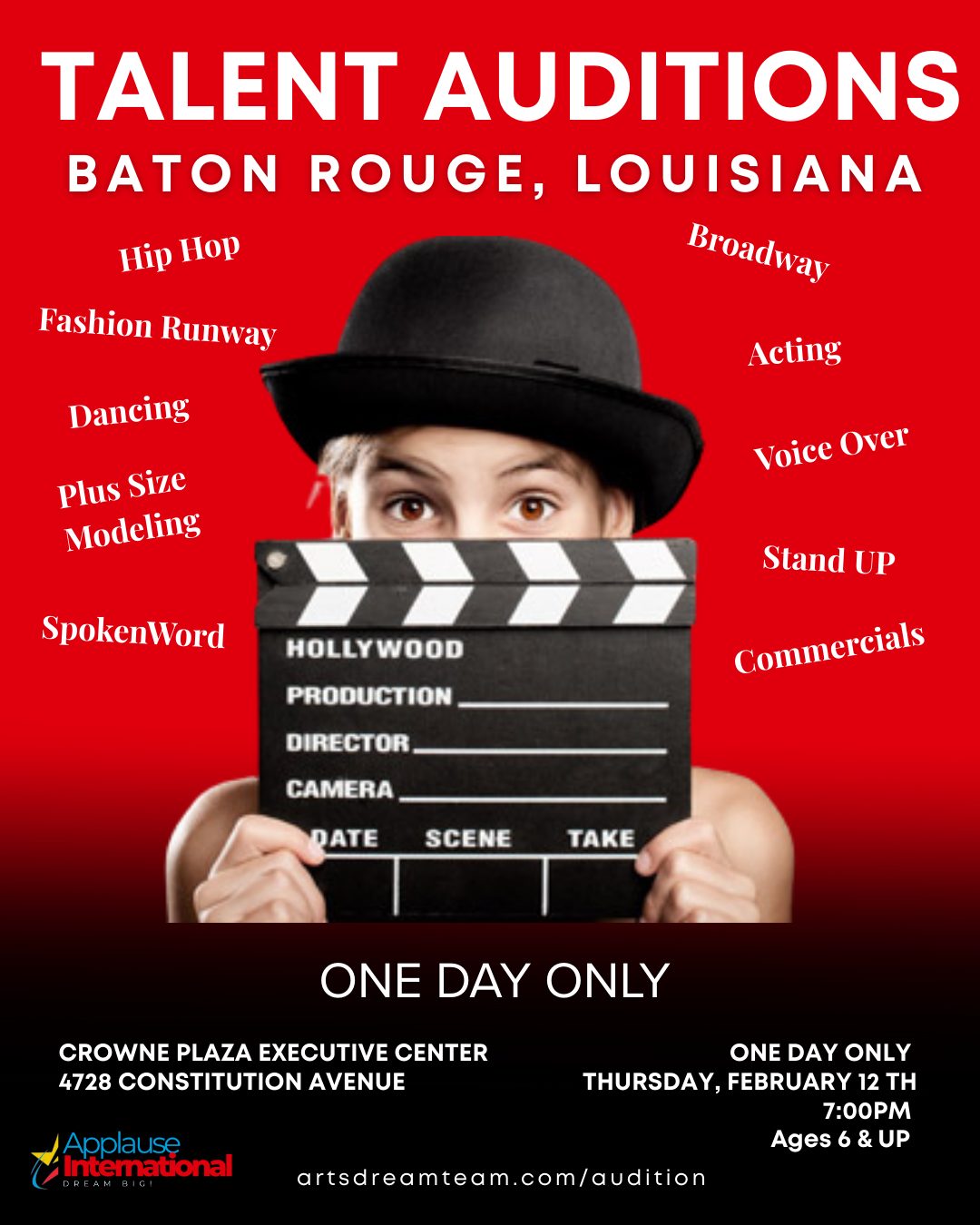 Applause International Facebook ad: Audition Now | The ARTS