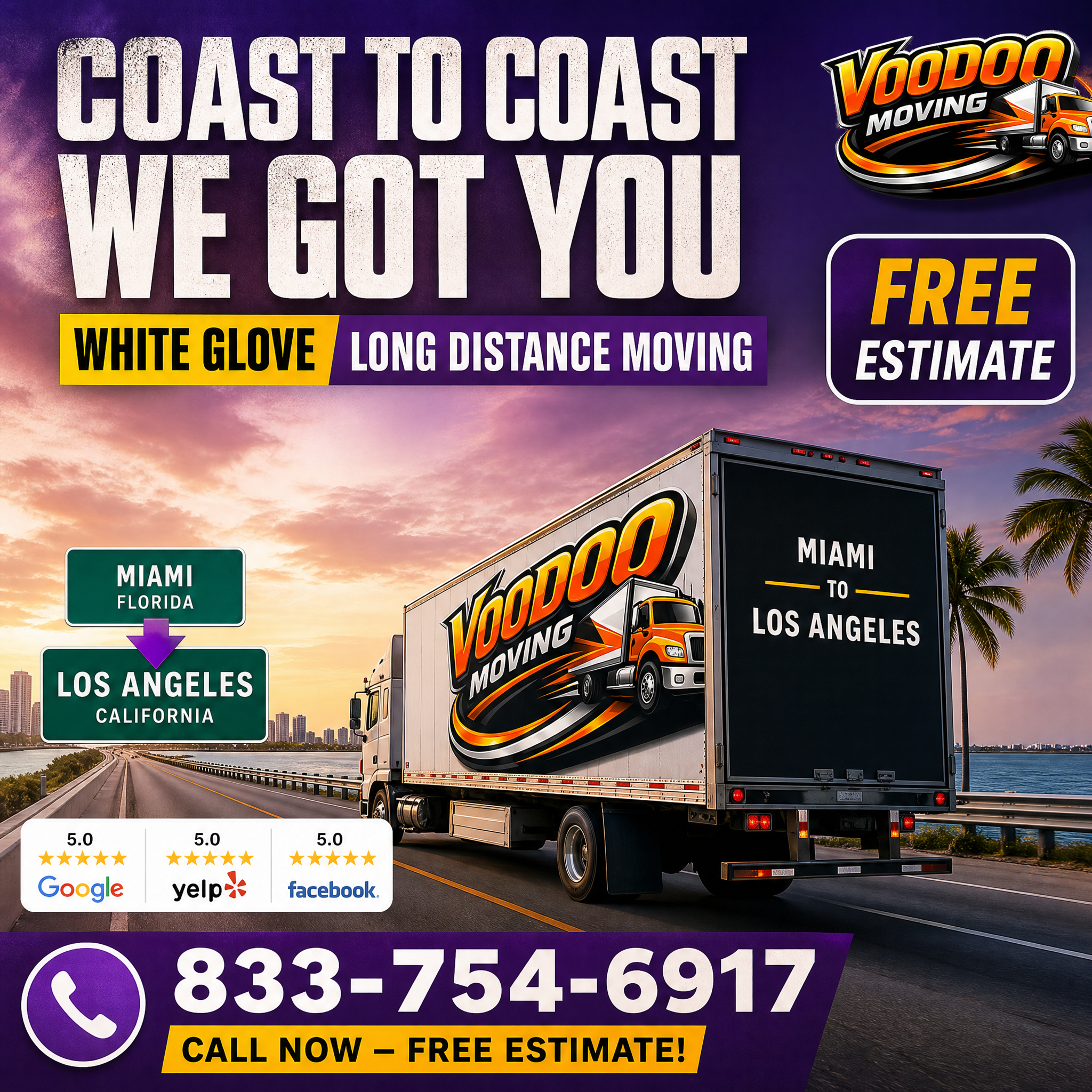Voodoo Moving: Long Distance Mover Facebook ad: Save THOUSANDS on Your Long Distance Move!