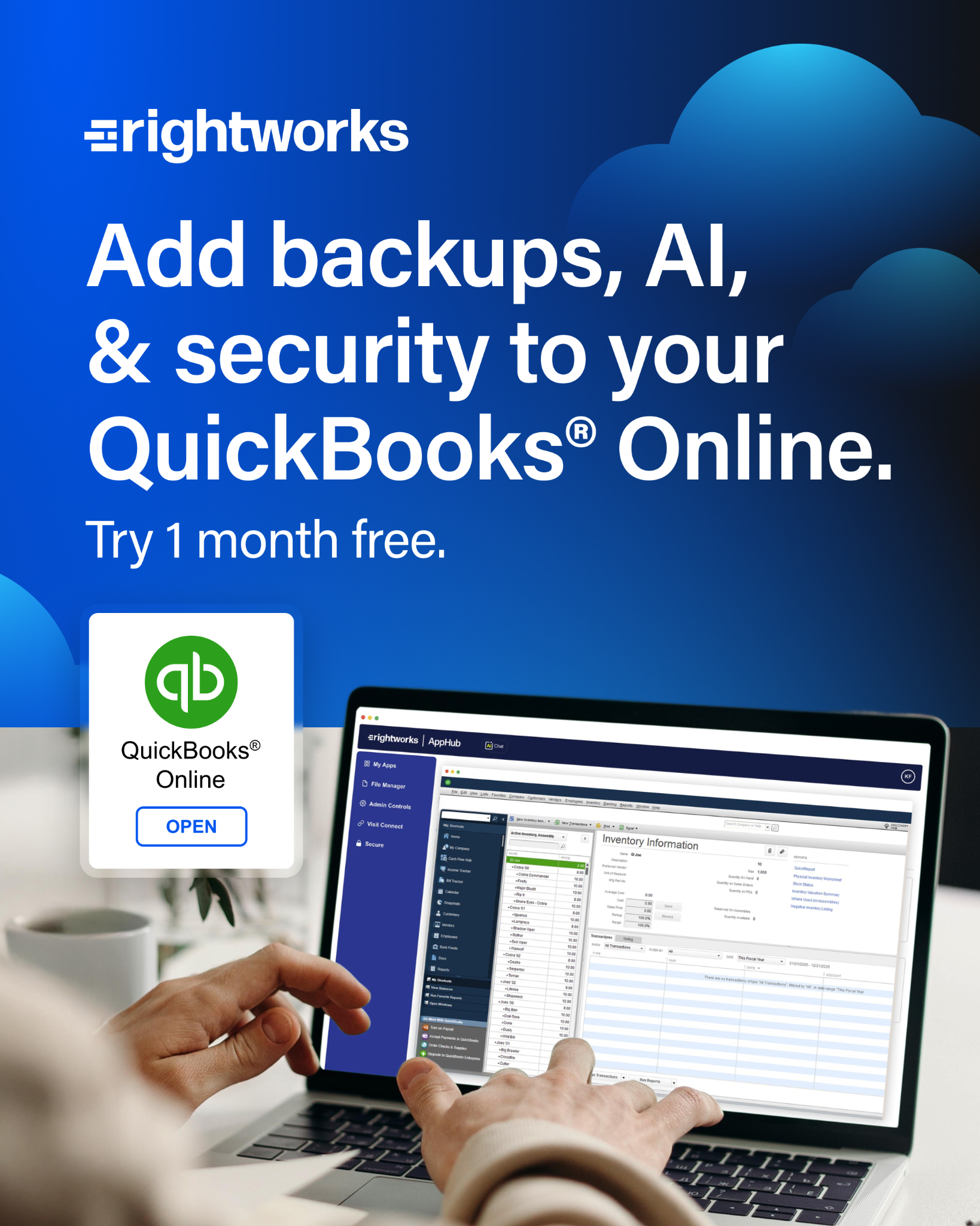 Rightworks Facebook ad: Did you know QuickBooks Online backups are up to you?
