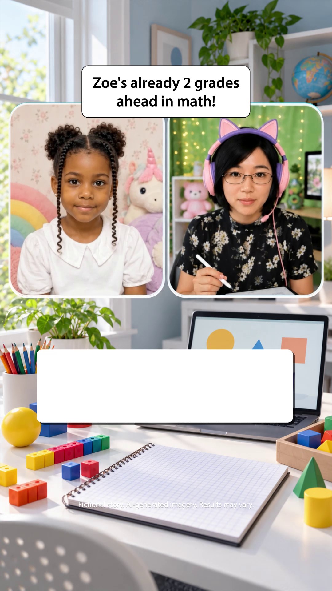 K12 Math Learning Facebook ad: Online math program with a real teacher