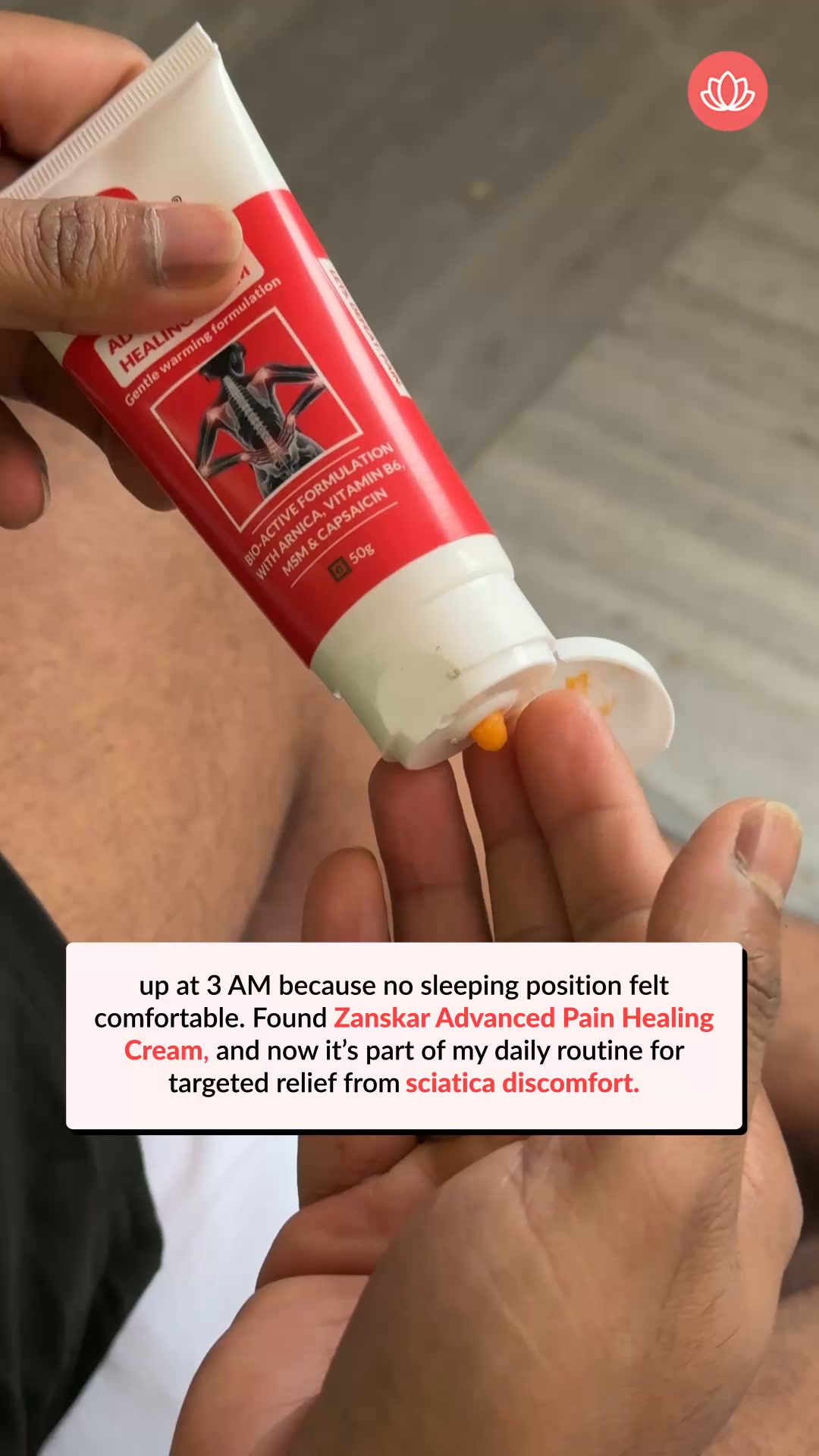 Zanskar: Muscle & Joint Relief Facebook ad: 6X Deeper Relief for Sciatica Pain