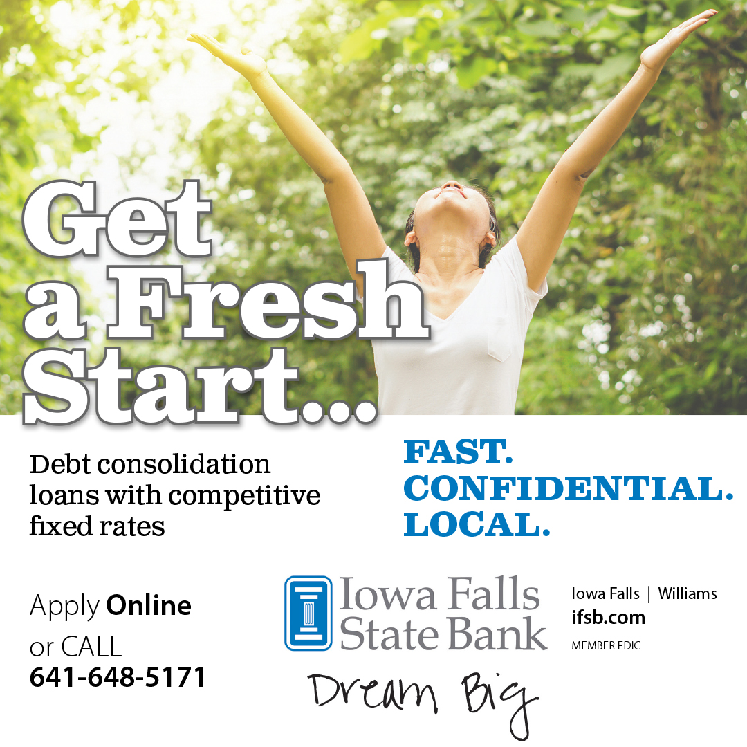 Iowa Falls State Bank Facebook ad: Fast. Confidential. Local.