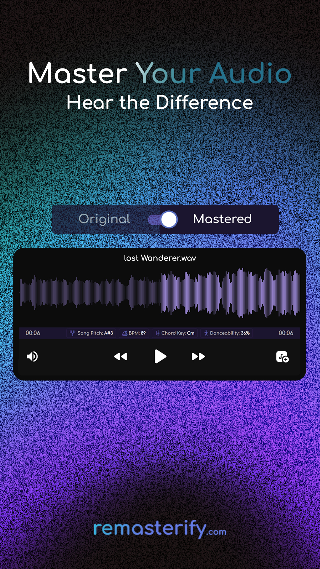 Remasterify Facebook ad: AI Music Mastering