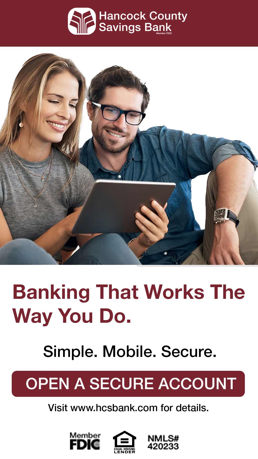 Hancock County Savings Bank Facebook ad from May 11, 2026