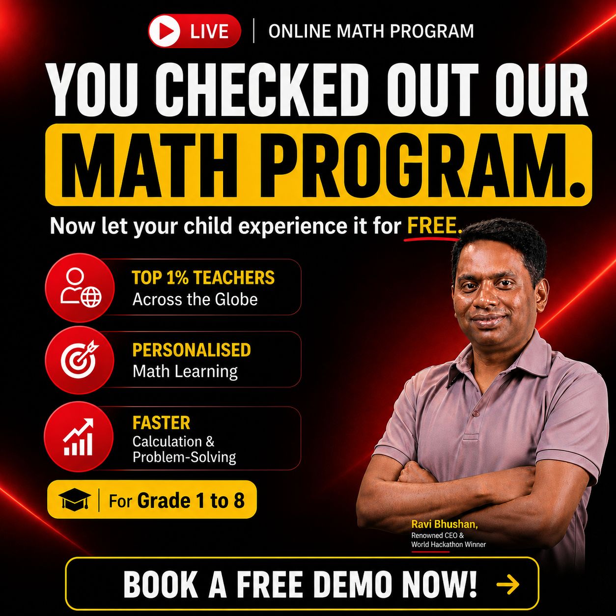 MATIQ - World's Best Math Program Facebook ad: Try A Free Class