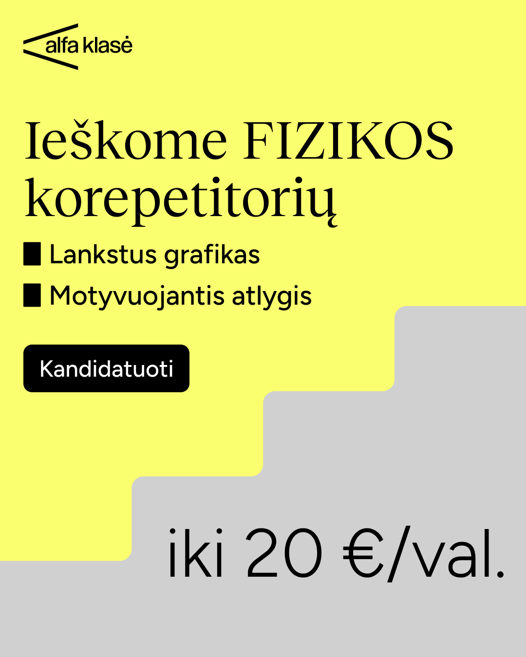 Alfa Klasė Facebook ad: Tapk fizikos korepetitoriumi