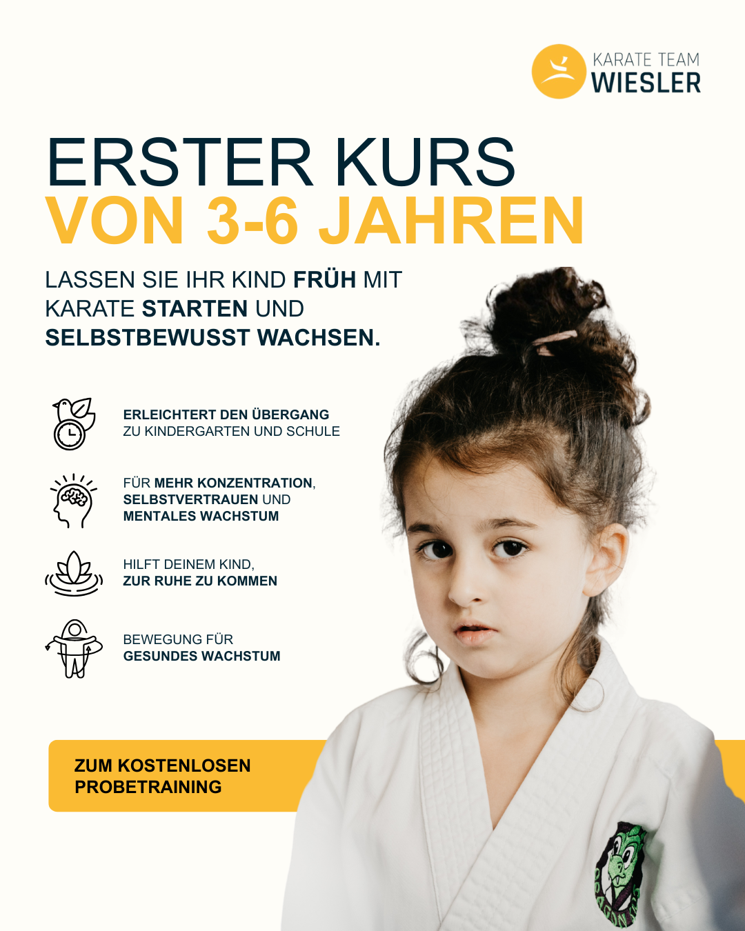 Karate Team Wiesler Facebook ad: Jetzt freie Plätze sichern.
