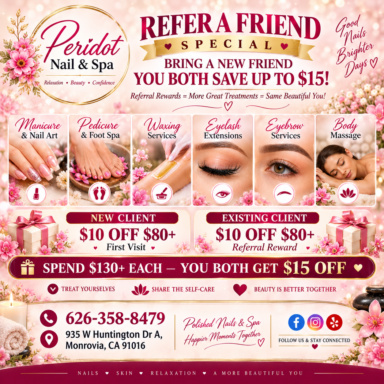 Peridot Nail & Spa Facebook ad: Refer a Friend Special
