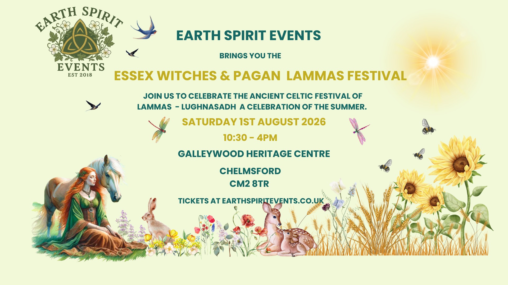 Earth Spirit Events Facebook ad: Essex Witchcraft & Pagans Lammas Festival at Galleywood…