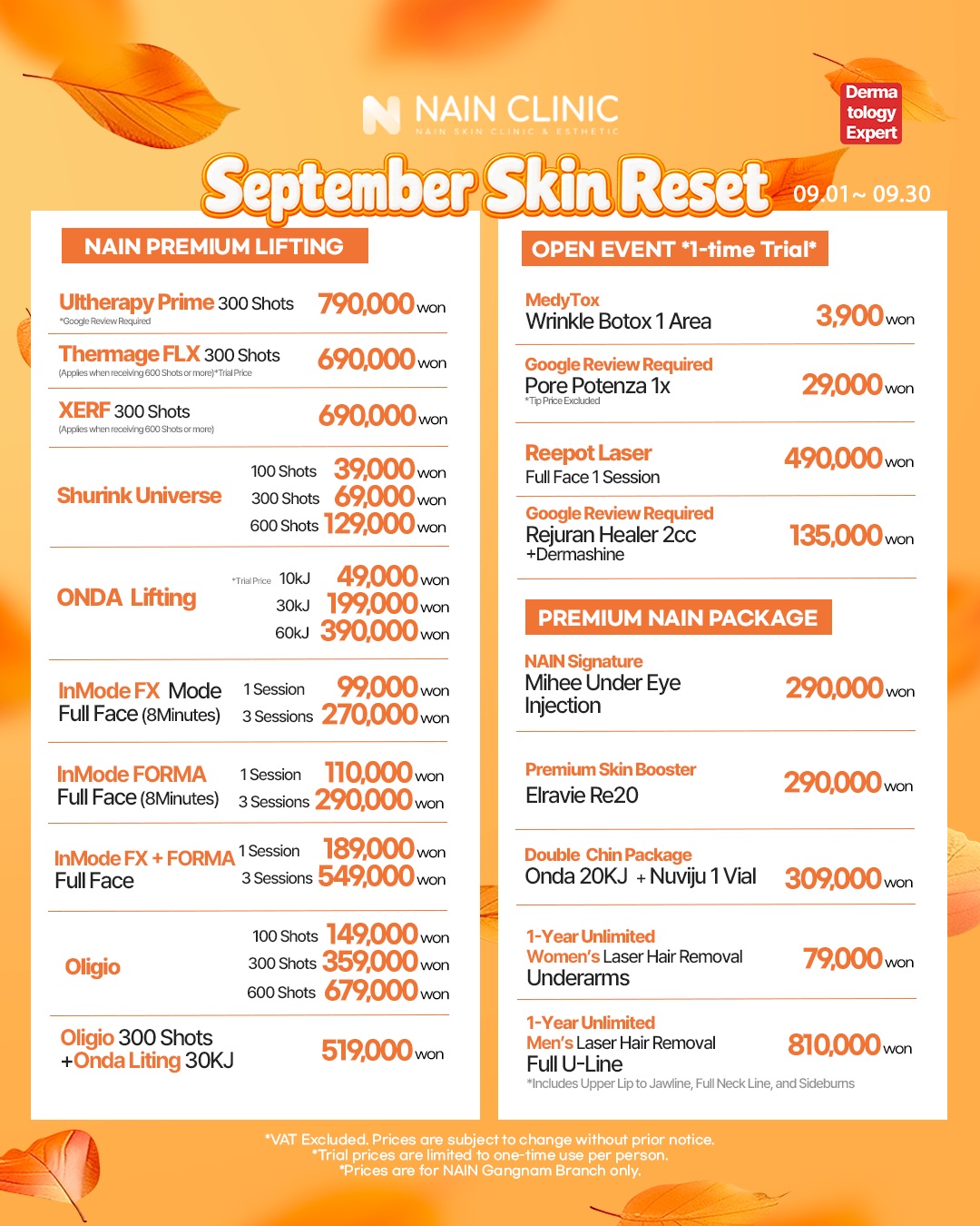 nainclinicglobal Facebook ad: September Skin Reset at NAIN Clinic Gangnam