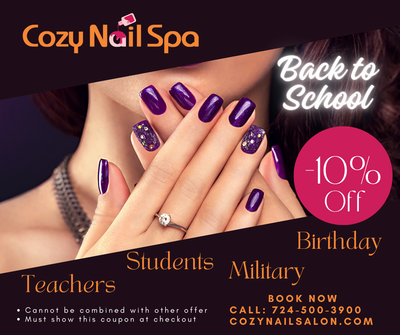 Cozy Nail Spa Facebook ad: At Cozy Nail Spa, we believe in giving…