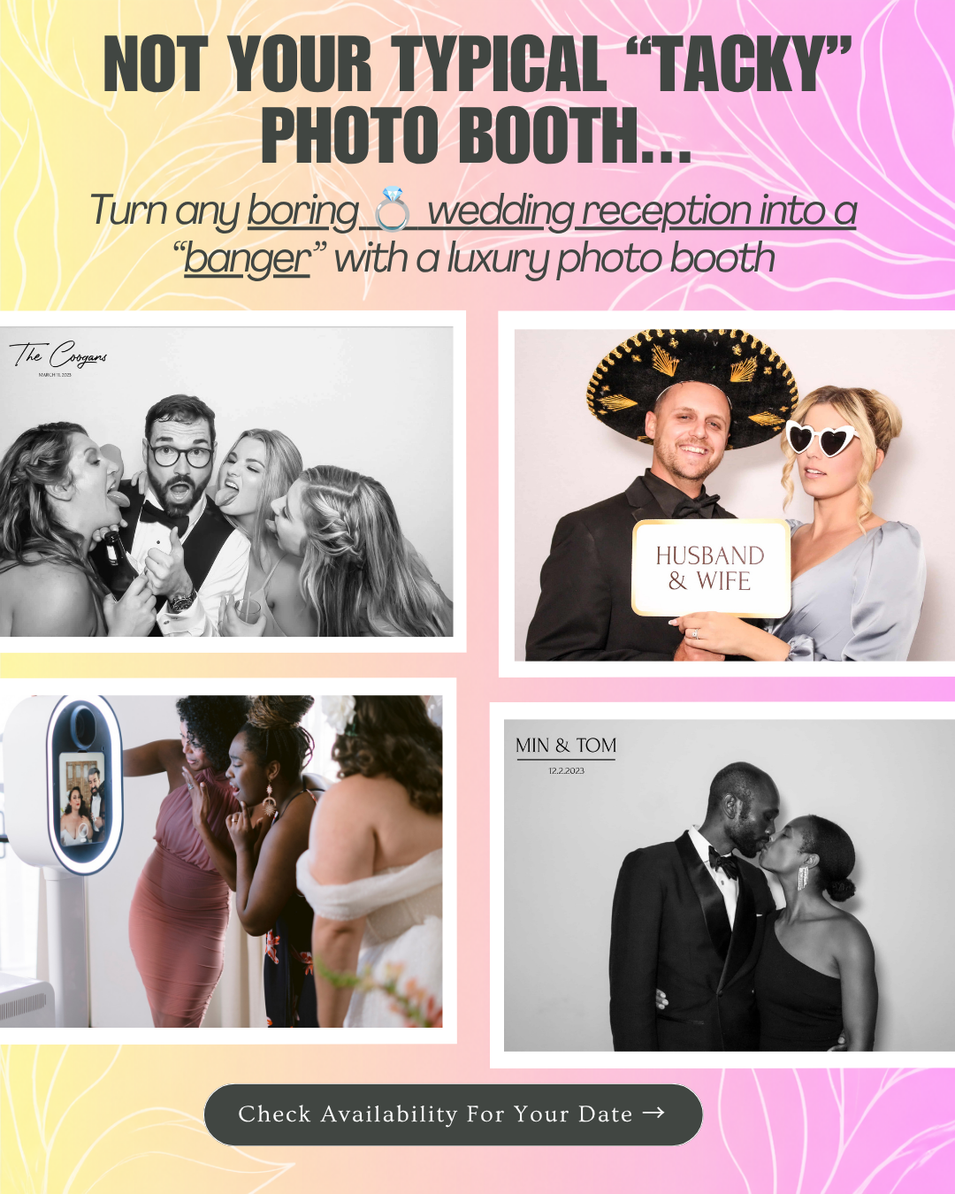 The Capture Corner Houston Facebook ad: Luxury Wedding Photo Booth