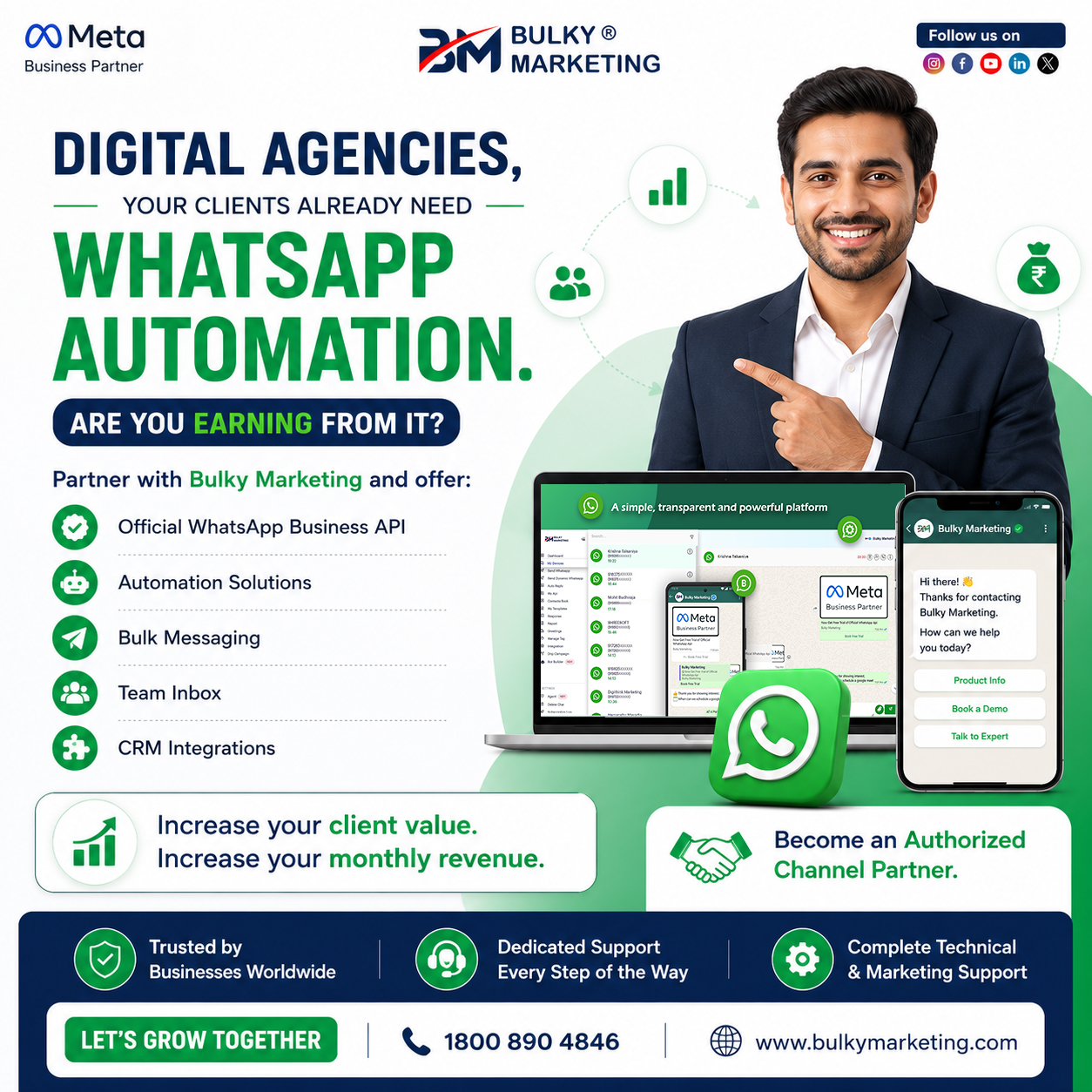 Bulky Marketing Facebook ad: Start Earning from WhatsApp Automation