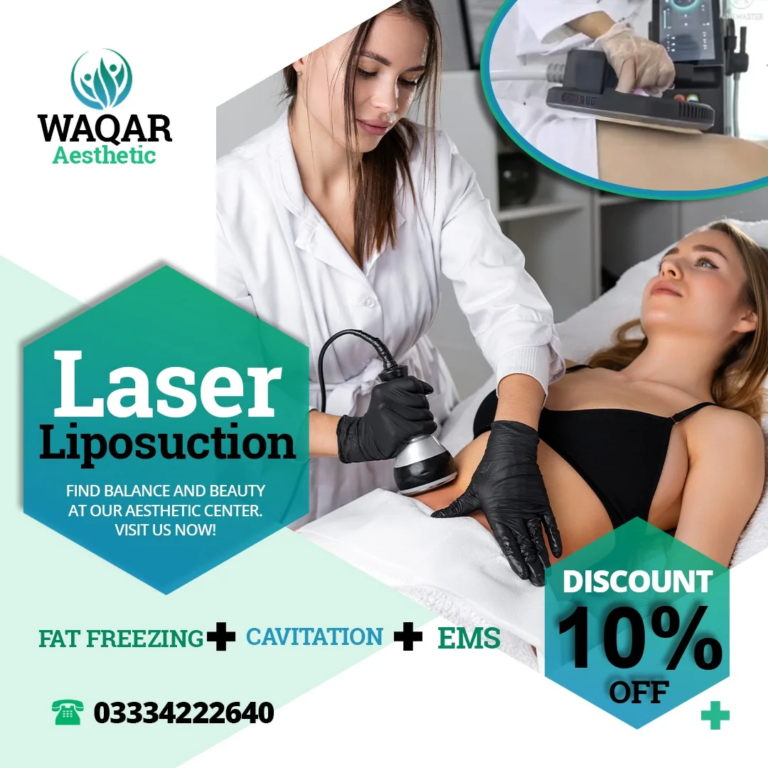 Waqar Aesthetic Clinic Facebook ad: Cavitation + Fat Freezing Combo Treatment