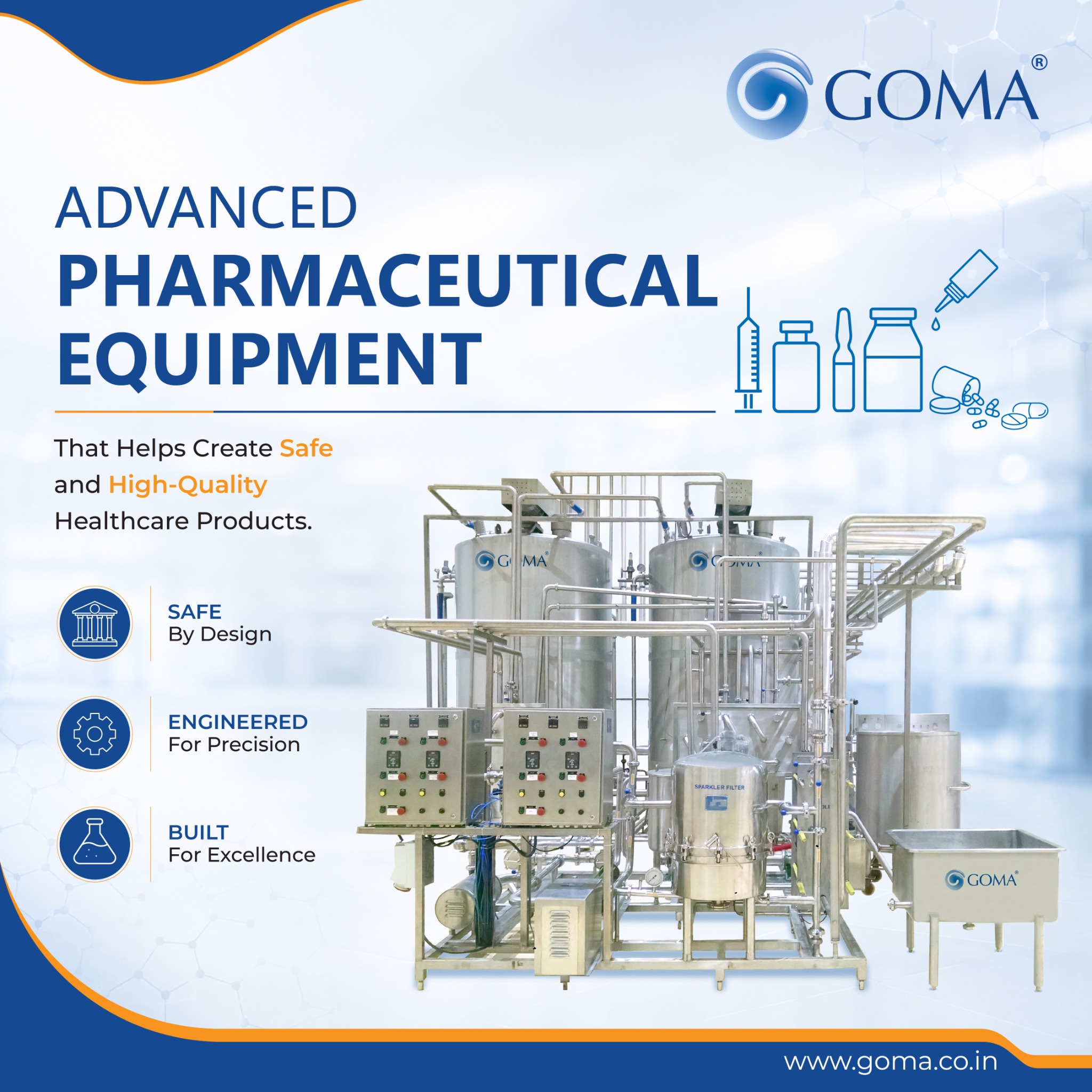 Goma Engineering Private Limited Facebook ad: Trusted Pharma Manufacturing Systems