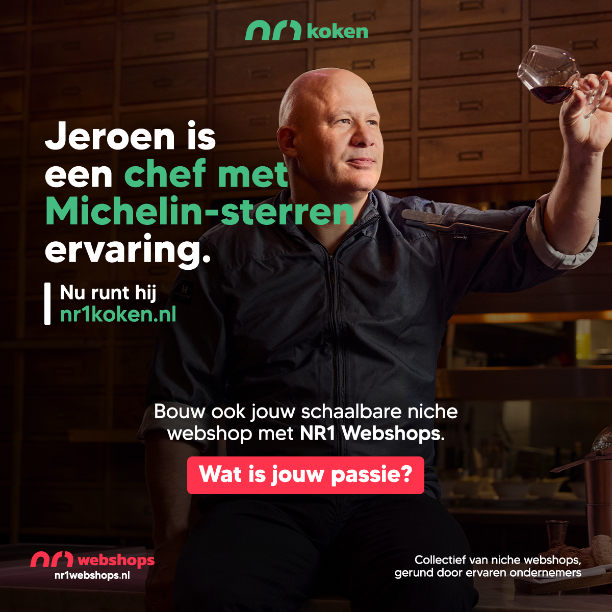 NR1 webshops Facebook ad: Lees over zijn droom van Chef-kok naar Ondernemer.