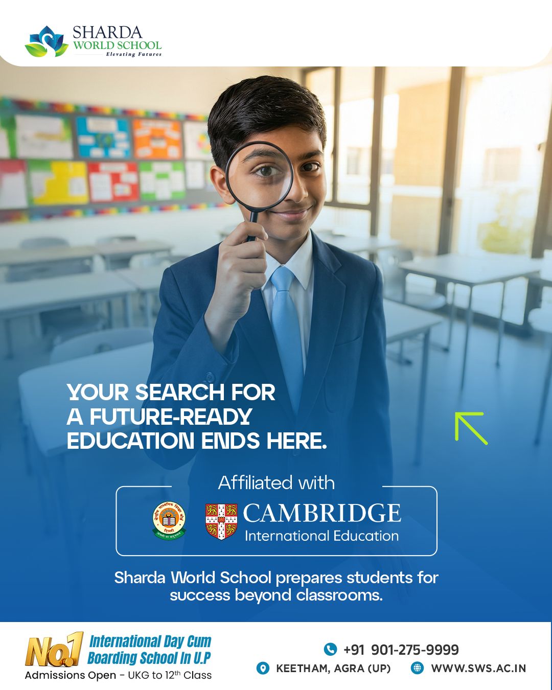 Sharda World School Facebook ad from May 14, 2026