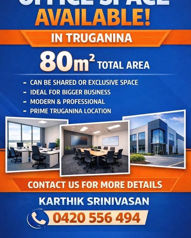 Karthik Srinivasan Facebook ad: FRONT-FACING OFFICE SPACE, MAIN ROAD EXPOSURE IN TRUGANINA