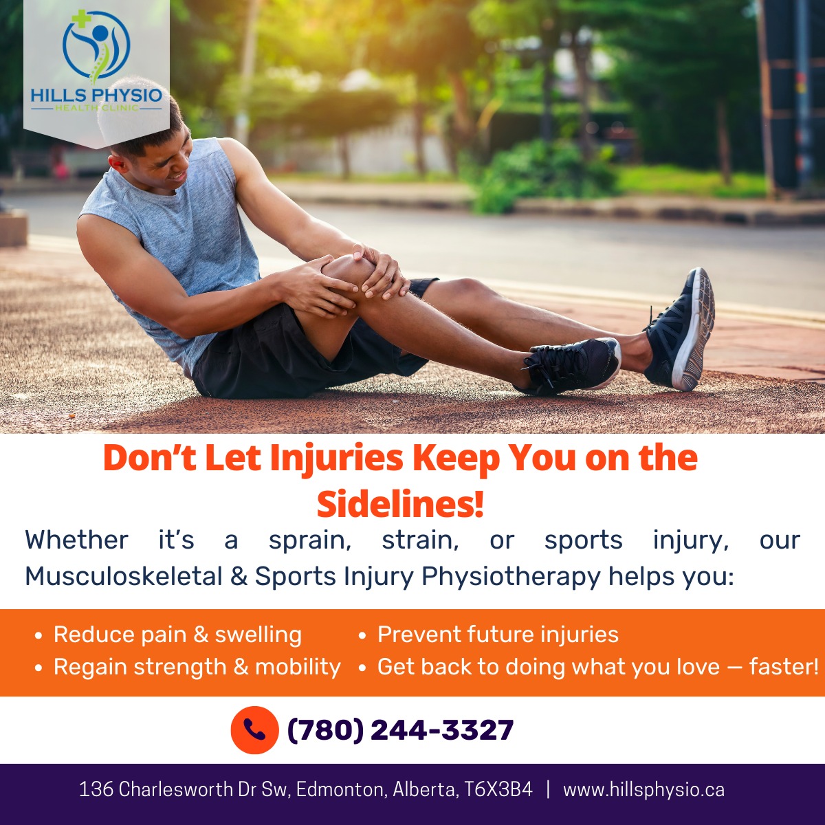 Hills Physio and Health Clinic Facebook ad: Dealing with musculoskeletal pain or a sports injury?