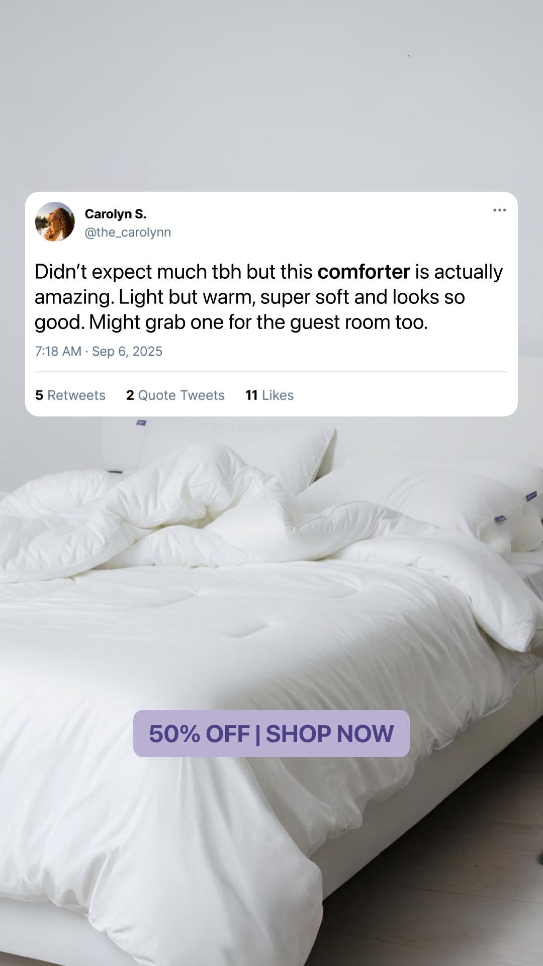 Mellow Bedding Collection Facebook ad from Feb 17, 2026