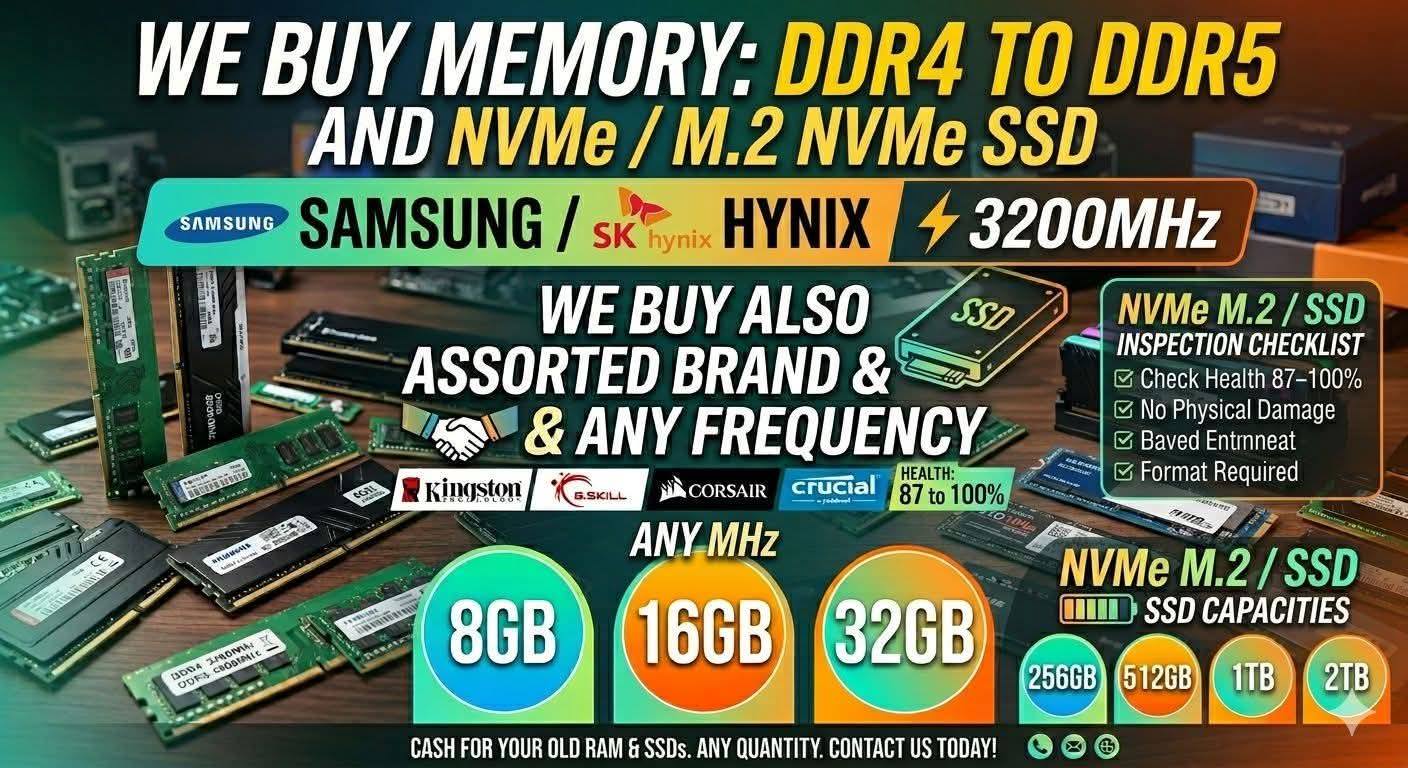 Boss SJ Facebook ad: Buying ecc deskrop laptop ddr4 ddr5 samsung hynix…