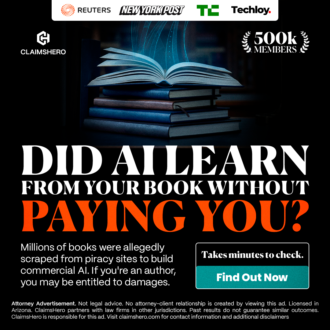Pact Insurance Facebook ad: Authors; was your book pirated by an AI company?