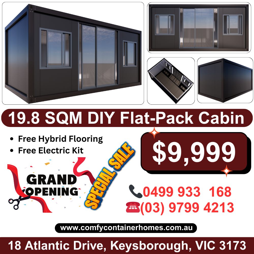 Comfy Container Homes VIC Facebook ad: More Space. More Freedom.