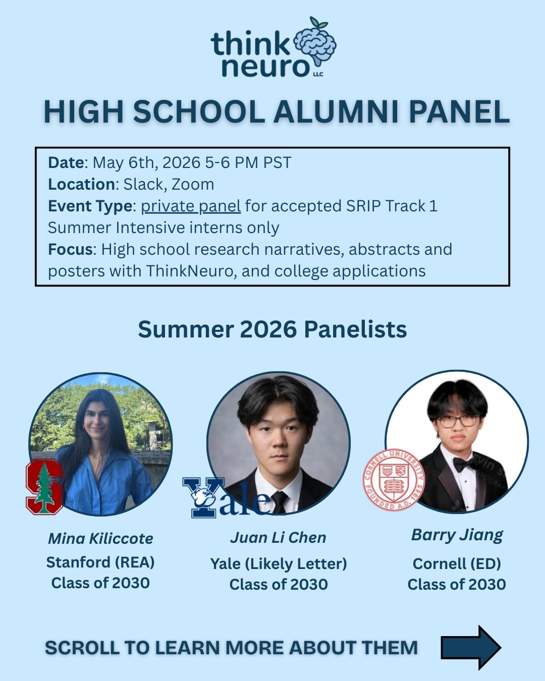 Think Neuro Facebook ad: ThinkNeuro is hosting a panel with alumni admitted…