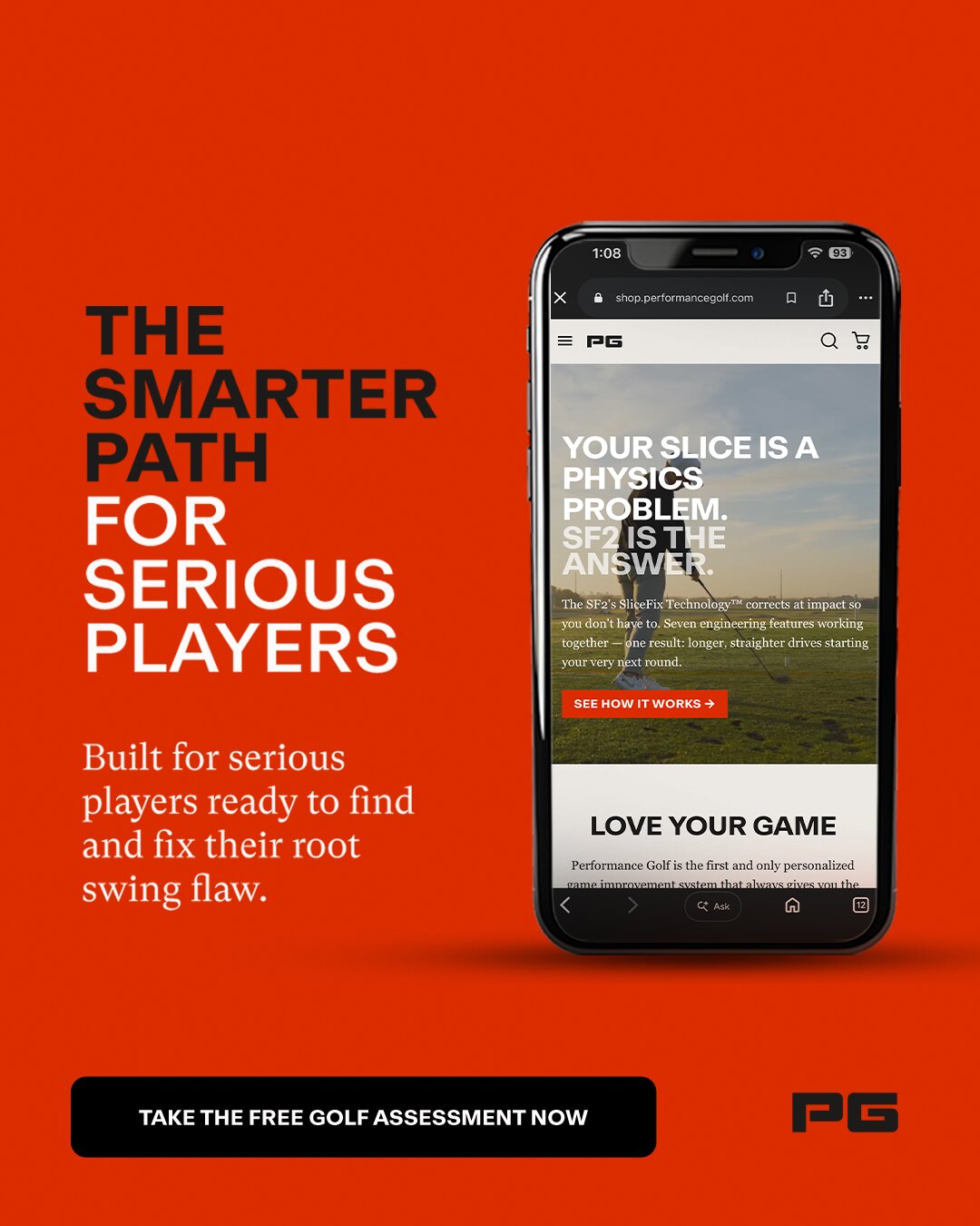 Performance Golf Facebook ad