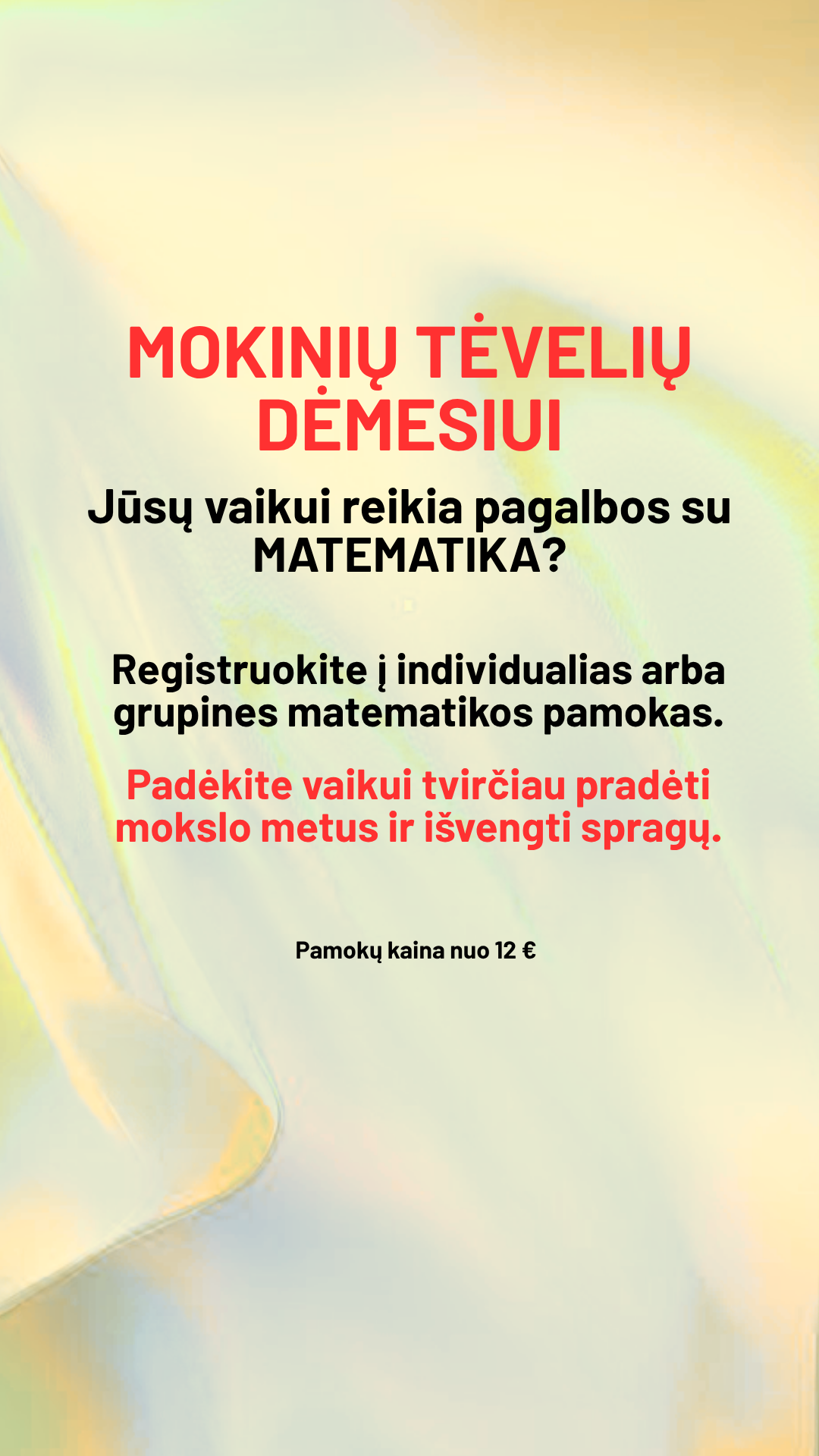 Manoklasė.online Facebook ad: Matematika be augančių spragų