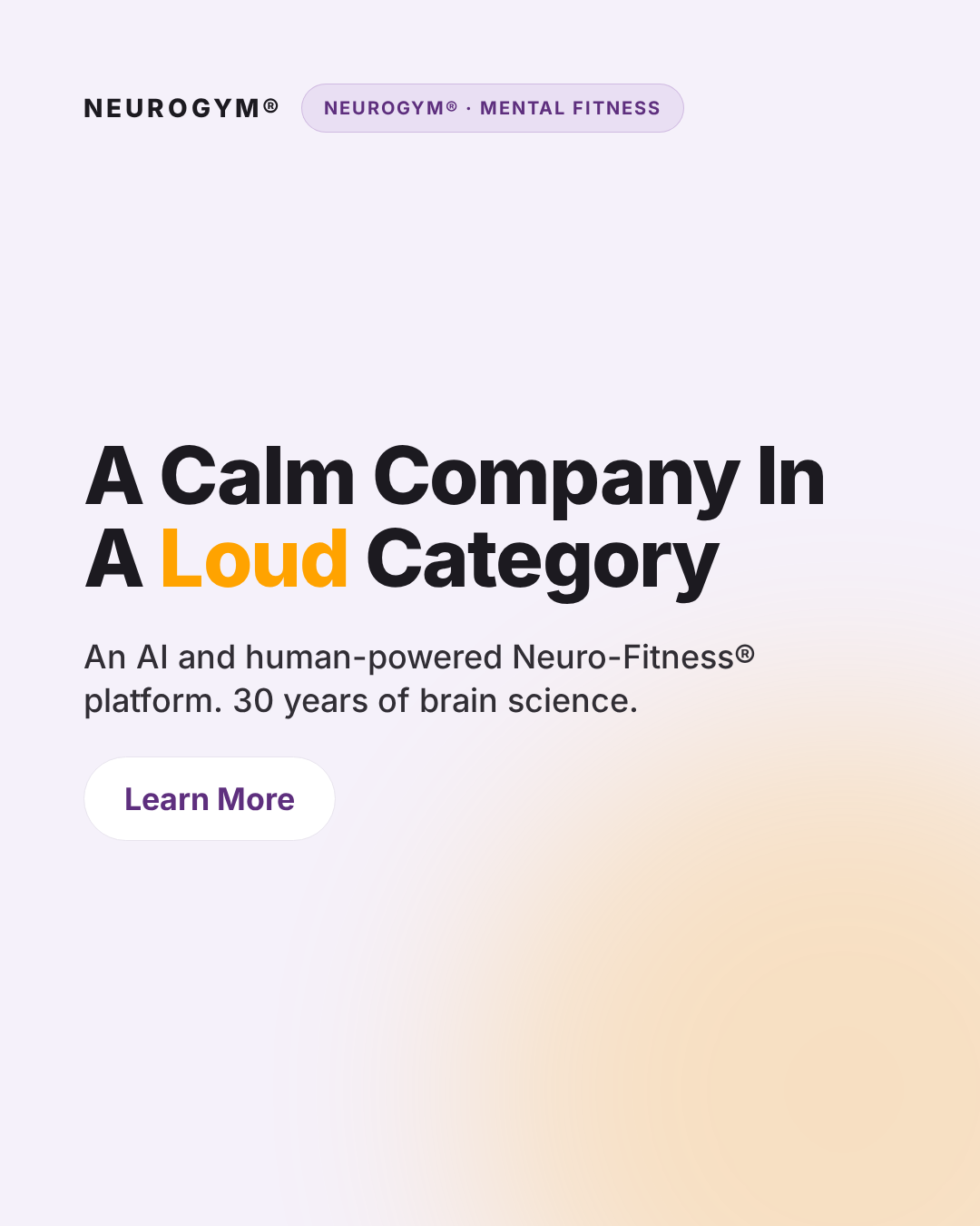 NeuroGym Facebook ad: A Calm Company In A Loud Category