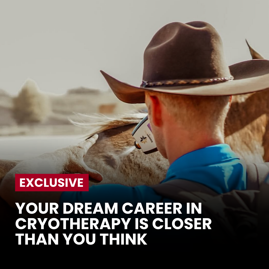 Precision Equine Cryotherapy Facebook ad: The Hands-On Cryotherapy Career Path For Horse Lovers