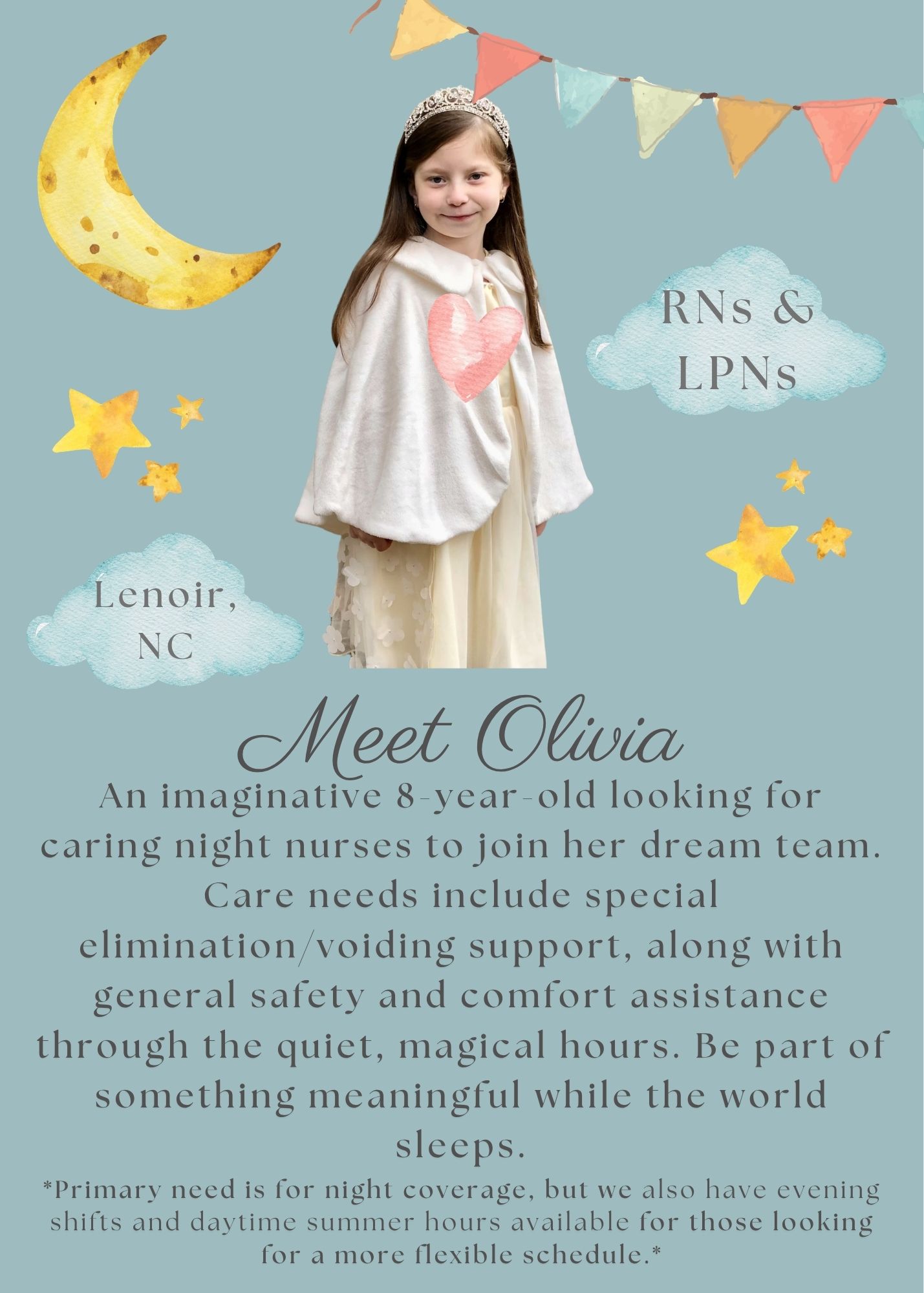 BAYADA Home Health Care, Hickory, NC Facebook ad: Miss Olivia is looking for night shift RN's…