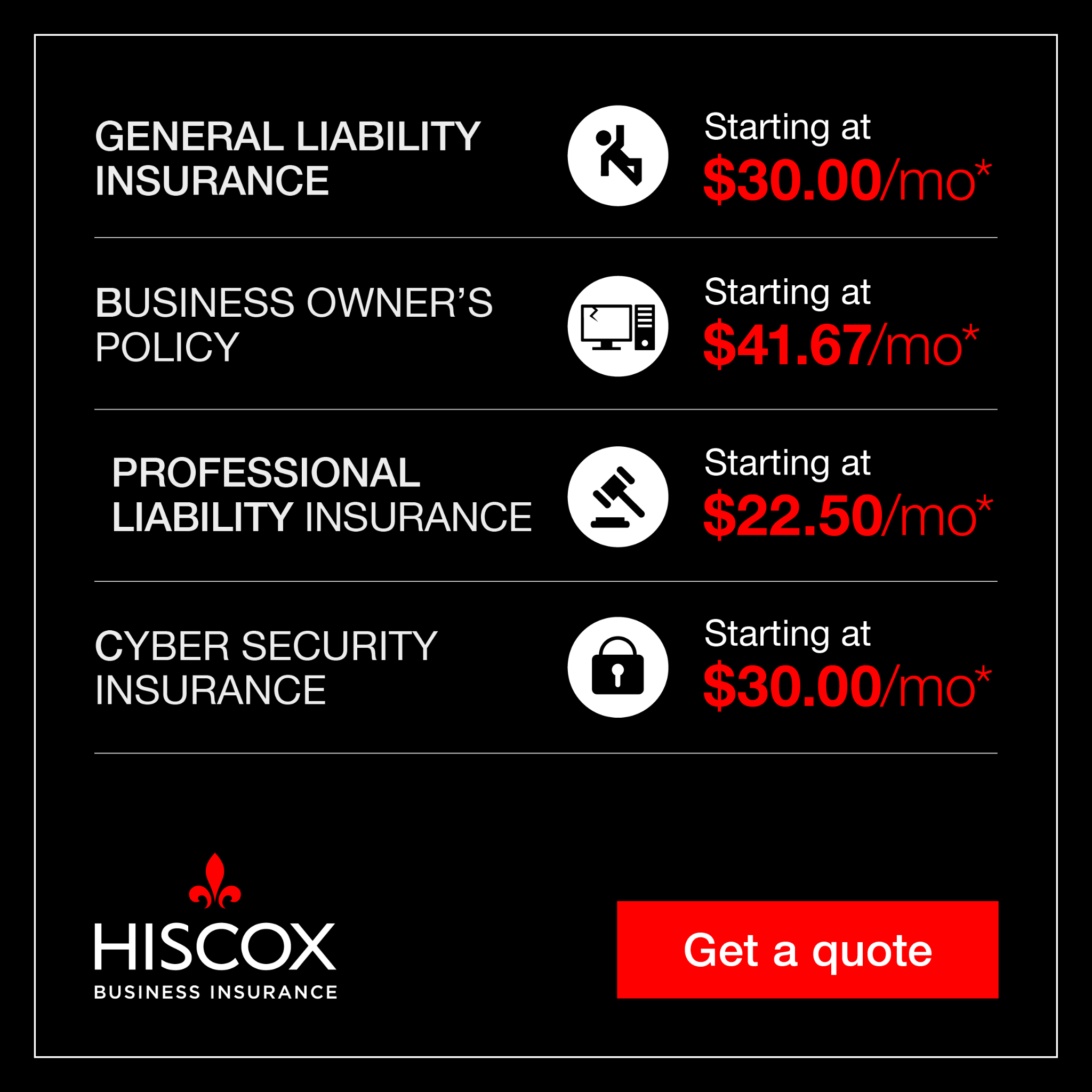 Hiscox Insurance Facebook ad