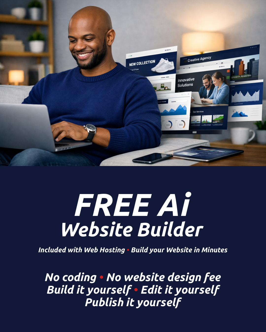HelloHost Facebook ad: Free AI Website Builder