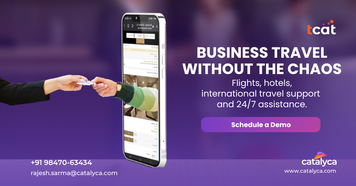 Catalyca Facebook ad: Still wasting valuable time managing business travel?