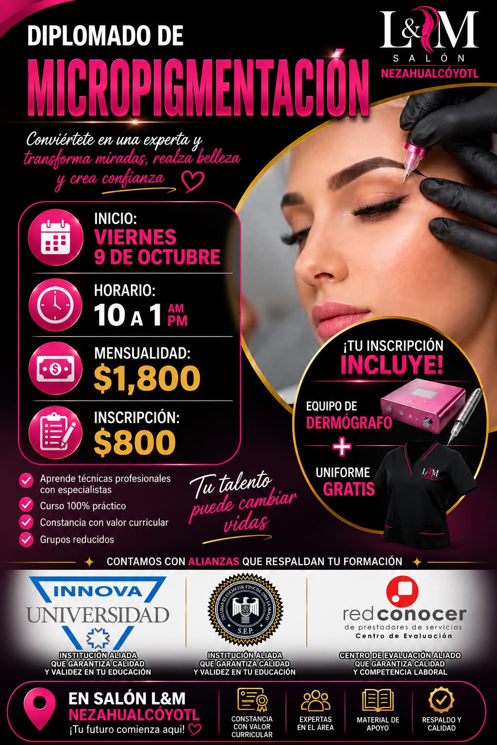 Salón L&M Nezahualcóyotl Facebook ad: DIPLOMADO DE MICROPIGMENTACIÓN